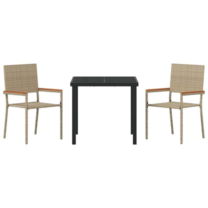 Garden Dining Set 3 pcs Beige Poly rattan