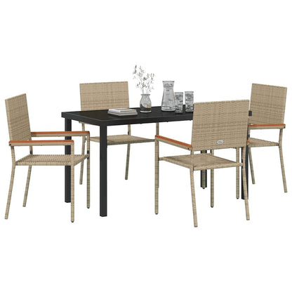 Garden Dining Set 5 pcs Beige Poly rattan