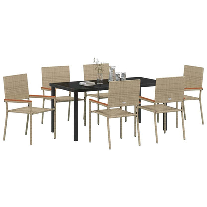 Garden Dining Set 7 pcs Beige Poly rattan