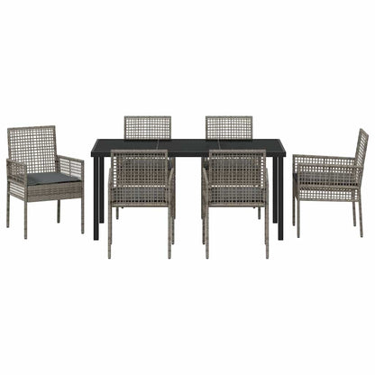 Garden Dining Set with Cushion 7 pcs Grey Poly rattan