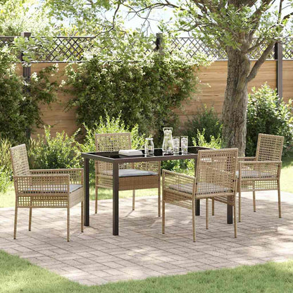 Garden Dining Set with Cushion 5 pcs Beige Poly rattan