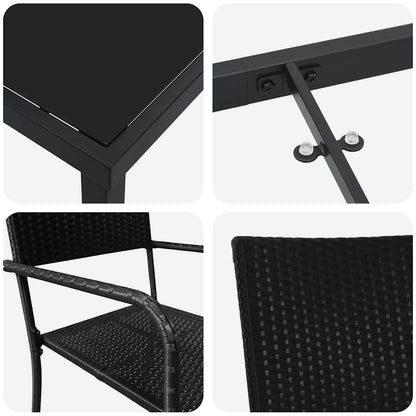 Garden Dining Set 3 pcs Black Poly rattan