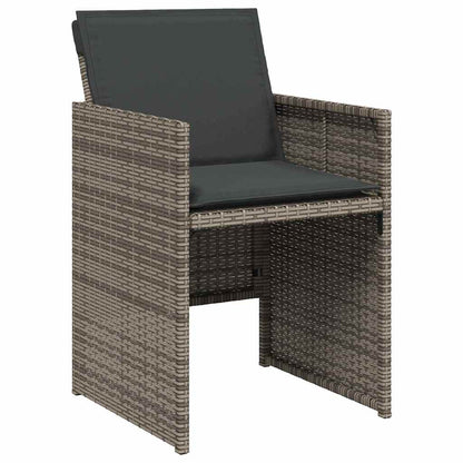 Garden Dining Set with Cushion Folding 5 pcs Grey Poly rattan