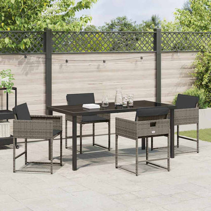 Garden Dining Set with Cushion Folding 5 pcs Grey Poly rattan