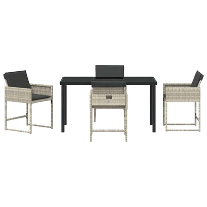 Garden Dining Set with Cushion 5 pcs Light grey Poly rattan