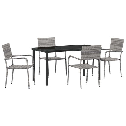 Garden Dining Set 5 pcs Grey Poly rattan