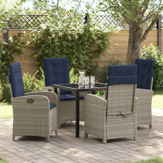Garden Dining Set 5 pcs Grey Poly Rattan