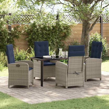 Garden Dining Set 5 pcs Grey Poly Rattan