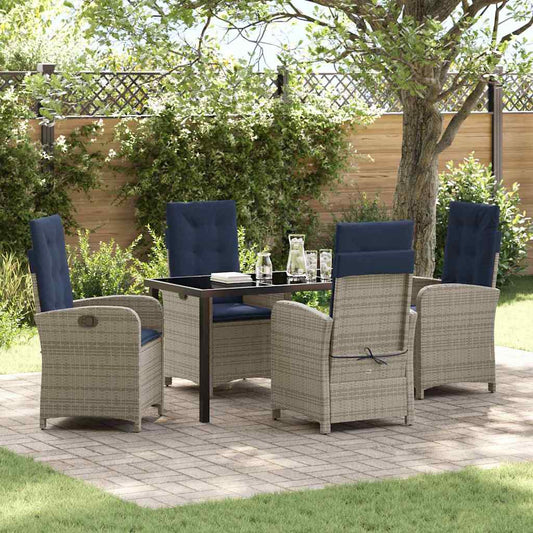 Garden Dining Set 5 pcs Grey Poly Rattan