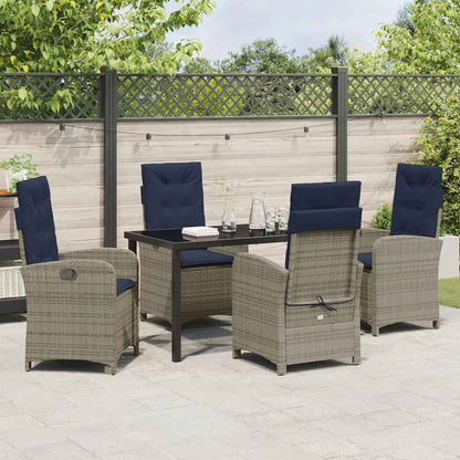 Garden Dining Set 5 pcs Grey Poly Rattan