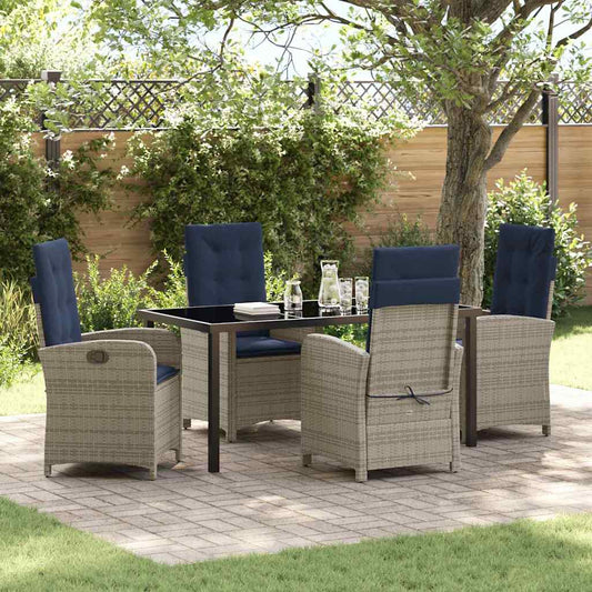 Garden Dining Set 5 pcs Grey Poly Rattan