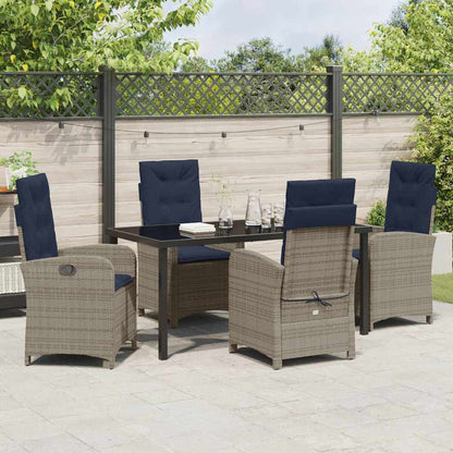 Garden Dining Set 5 pcs Grey Poly Rattan