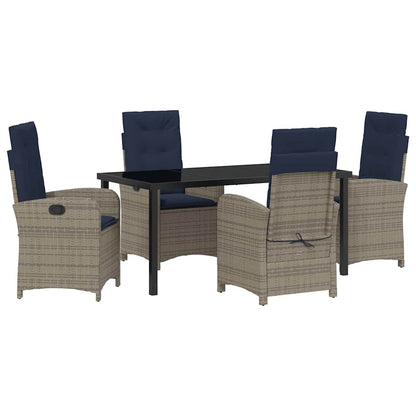 Garden Dining Set 5 pcs Grey Poly Rattan