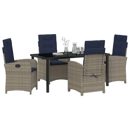 Garden Dining Set 5 pcs Grey Poly Rattan