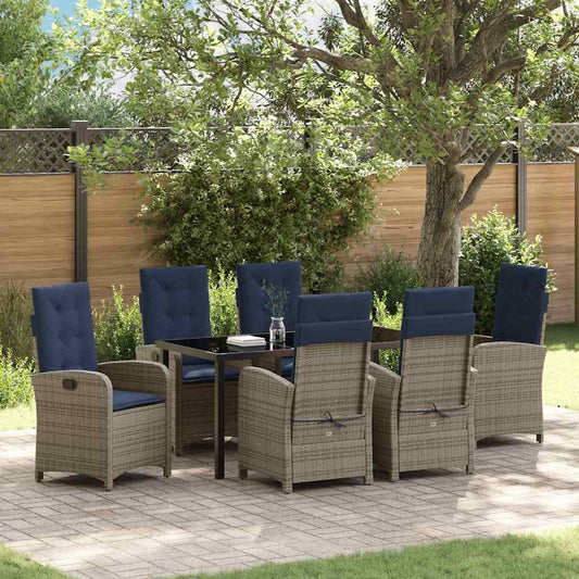 Garden Dining Set 7 pcs Grey Poly Rattan
