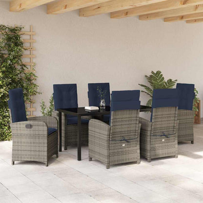 Garden Dining Set 7 pcs Grey Poly Rattan