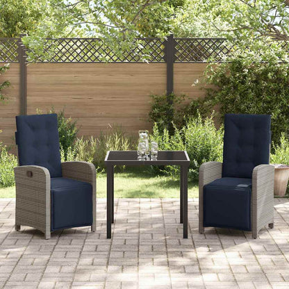 Garden Dining Set 3 pcs Grey Poly Rattan