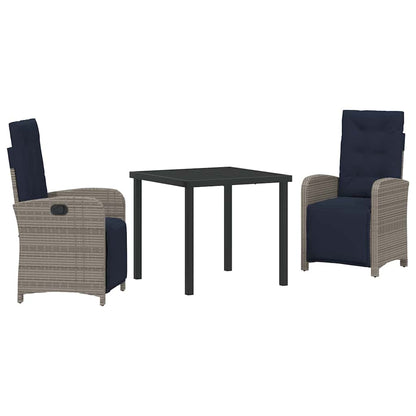 Garden Dining Set 3 pcs Grey Poly Rattan
