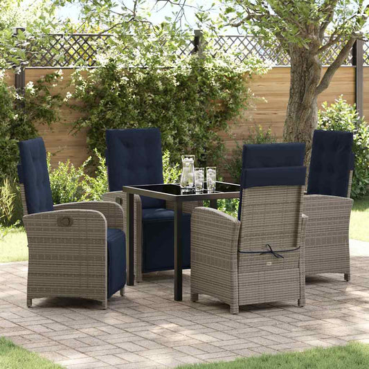 Garden Dining Set 5 pcs Grey Poly Rattan