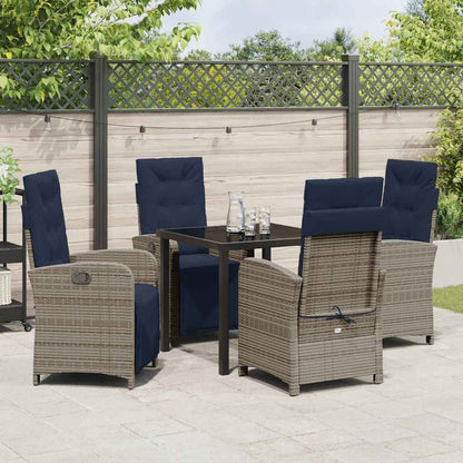 Garden Dining Set 5 pcs Grey Poly Rattan