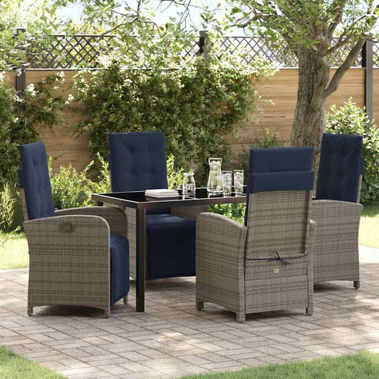 Garden Dining Set 5 pcs Grey Poly Rattan