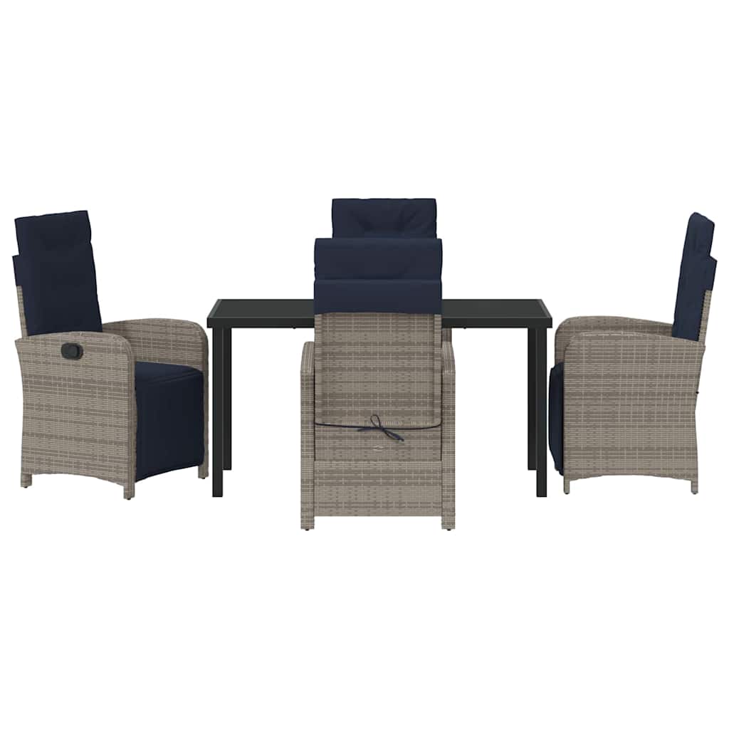 Garden Dining Set 5 pcs Grey Poly Rattan