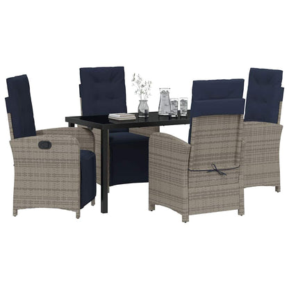 Garden Dining Set 5 pcs Grey Poly Rattan
