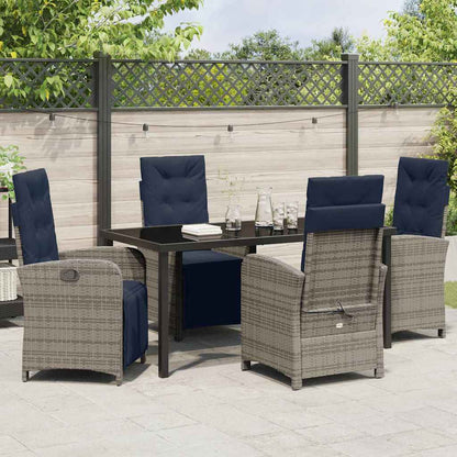 Garden Dining Set 5 pcs Grey Poly Rattan