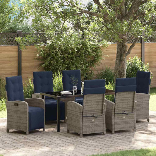 Garden Dining Set 7 pcs Grey Poly Rattan