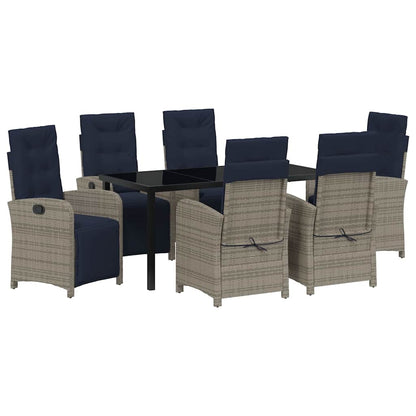Garden Dining Set 7 pcs Grey Poly Rattan
