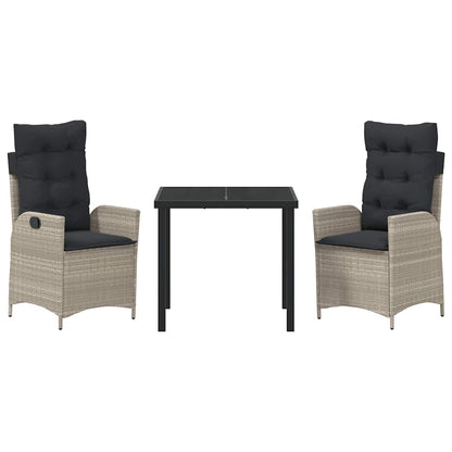 Garden Dining Set 3 pcs Light Grey Poly Rattan