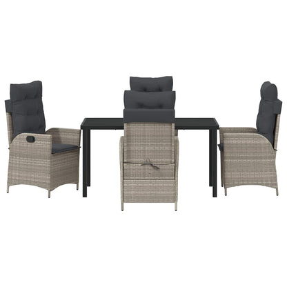 Garden Dining Set 5 pcs Light Grey Poly Rattan