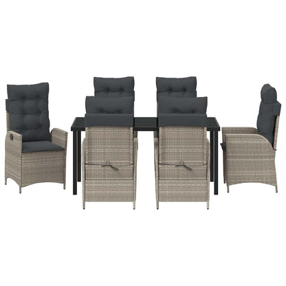 Garden Dining Set 7 pcs Light Grey Poly Rattan