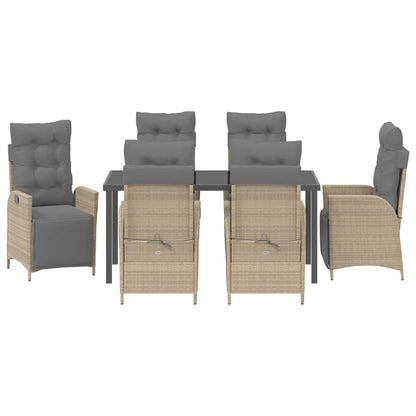 Garden Dining Set 7 pcs Beige Poly rattan