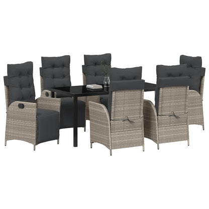 Garden Dining Set 7 pcs Light grey Poly rattan