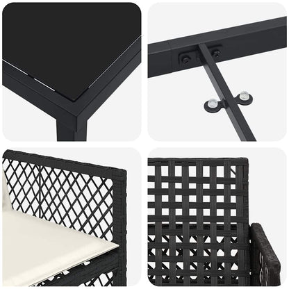 Garden Dining Set 5 pcs Black Poly Rattan