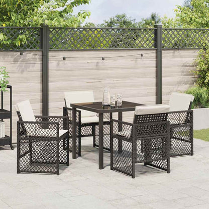 Garden Dining Set 5 pcs Black Poly Rattan
