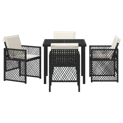 Garden Dining Set 5 pcs Black Poly Rattan