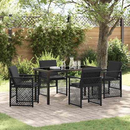 Garden Dining Set 5 pcs Black Poly Rattan