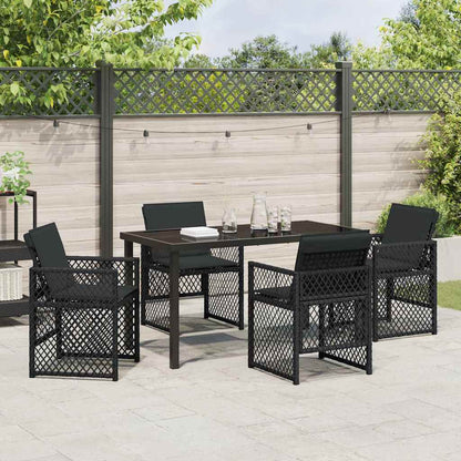 Garden Dining Set 5 pcs Black Poly Rattan