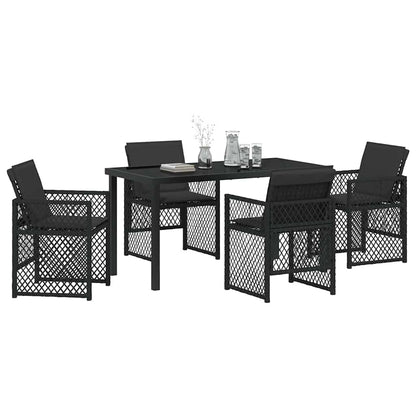 Garden Dining Set 5 pcs Black Poly Rattan