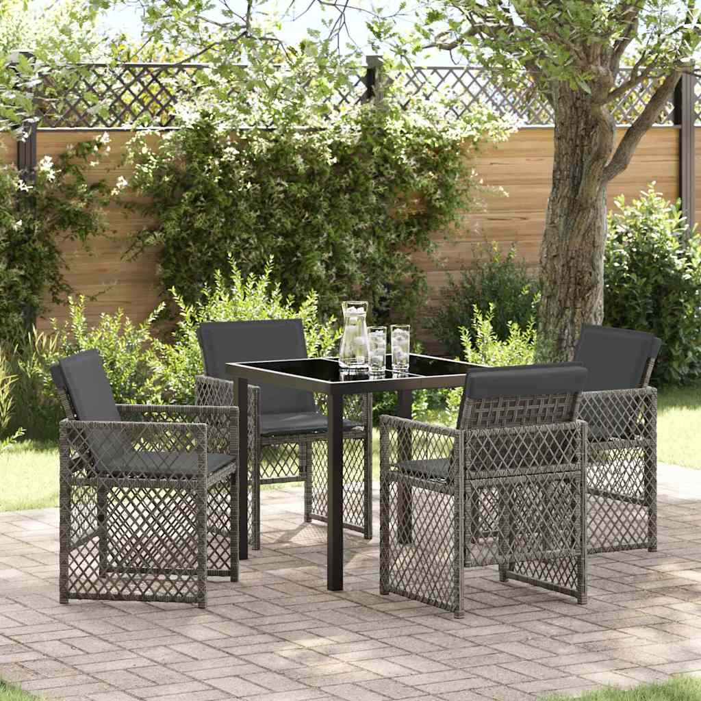 Garden Dining Set 5 pcs Grey Poly Rattan
