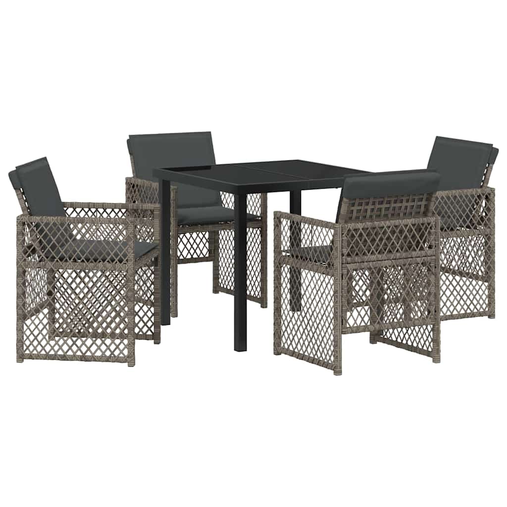 Garden Dining Set 5 pcs Grey Poly Rattan