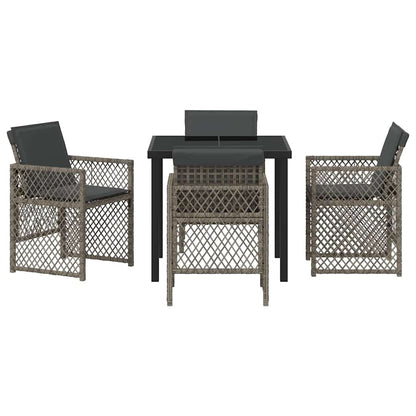 Garden Dining Set 5 pcs Grey Poly Rattan