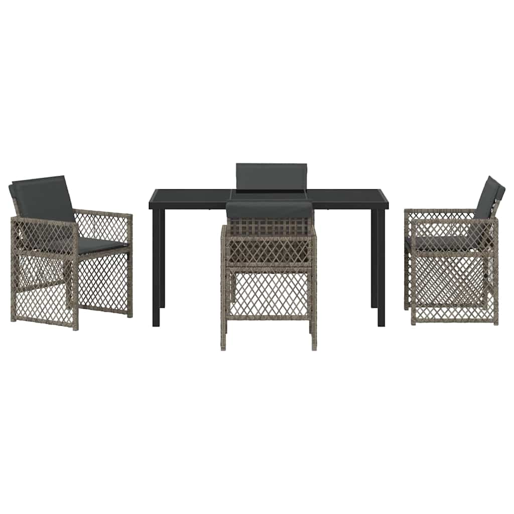 Garden Dining Set 5 pcs Grey Poly Rattan