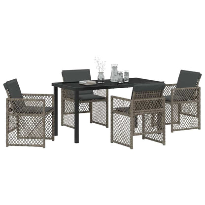 Garden Dining Set 5 pcs Grey Poly Rattan