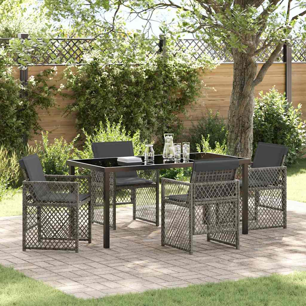 Garden Dining Set 5 pcs Grey Poly Rattan