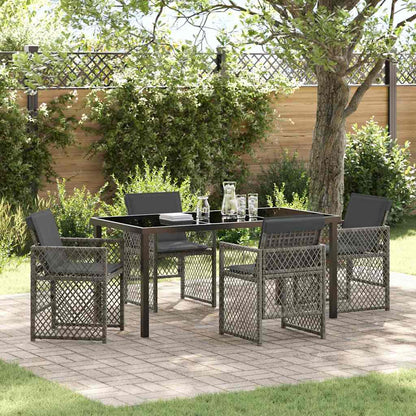 Garden Dining Set 5 pcs Grey Poly Rattan