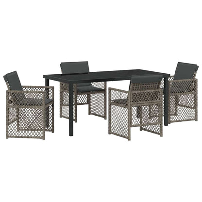 Garden Dining Set 5 pcs Grey Poly Rattan