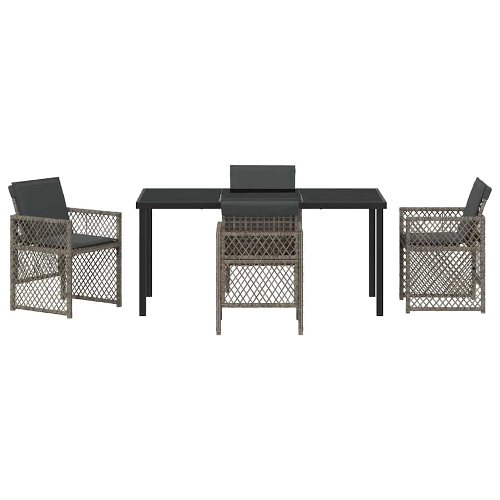 Garden Dining Set 5 pcs Grey Poly Rattan